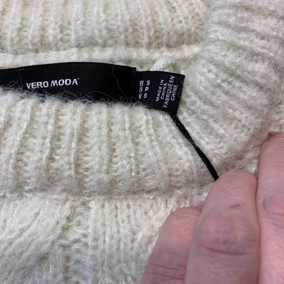 🍞🧈 Vero Moda Daiquiri Cable Knit Colorblock Sweater Size Small - Picture 8 of 8